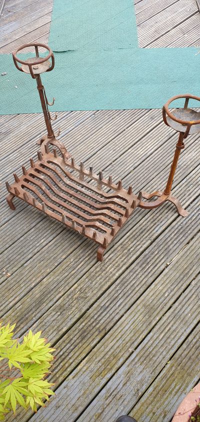 Large Antique Fire Grate & Fire Dogs - Image 4