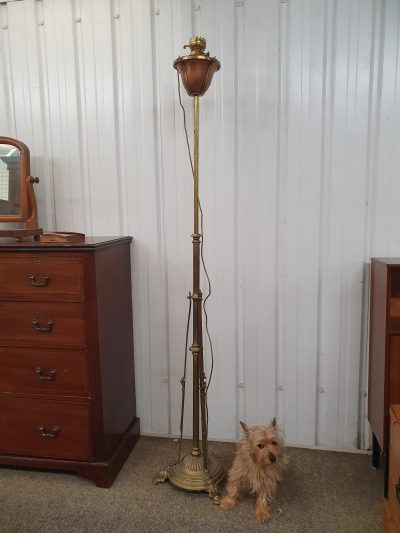 Antique Brass & Copper Adjustable Standard Lamp - Image 2
