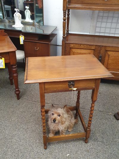 Small Antique Edwardian Oak Table - Image 5