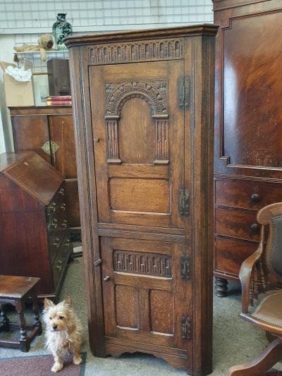Antique 1920's Oak Corner Cupboard - Image 9