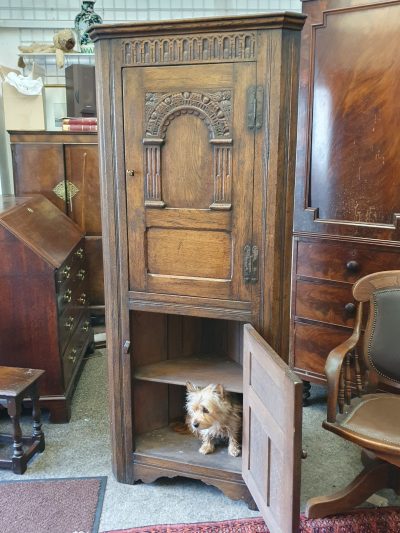 Antique 1920's Oak Corner Cupboard - Image 8