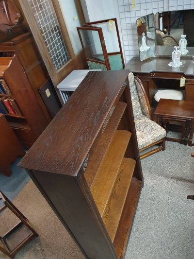 Tall Vintage Oak Open Front Bookcase - Image 3
