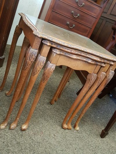 Antique 1930's Walnut Nest of Tables - Image 3