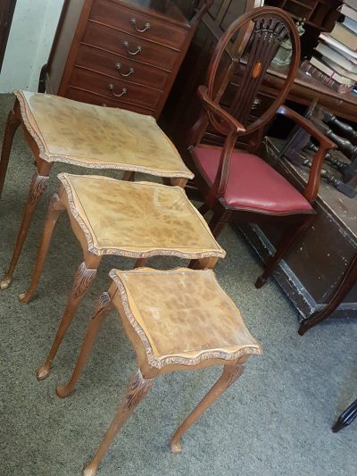 Antique 1930's Walnut Nest of Tables - Image 4