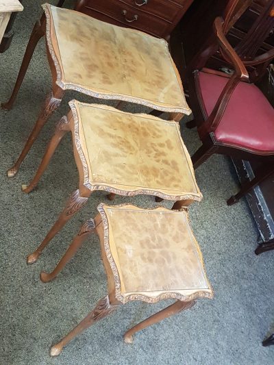 Antique 1930's Walnut Nest of Tables - Image 6