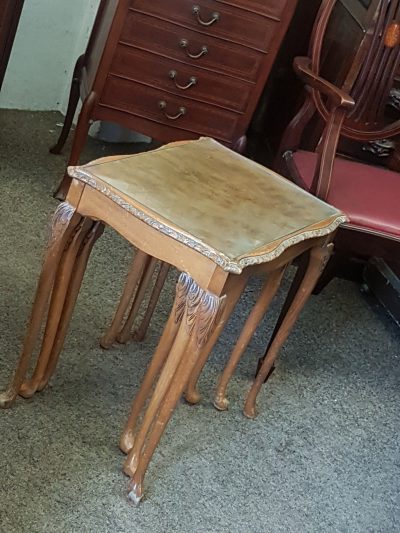 Antique 1930's Walnut Nest of Tables - Image 2