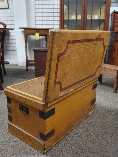 Small Antique Victorian Pine Chest Table - Image 5