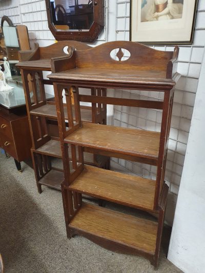 Pair of Antique Arts & Crafts Oak Bookcase Shelves - Image 9