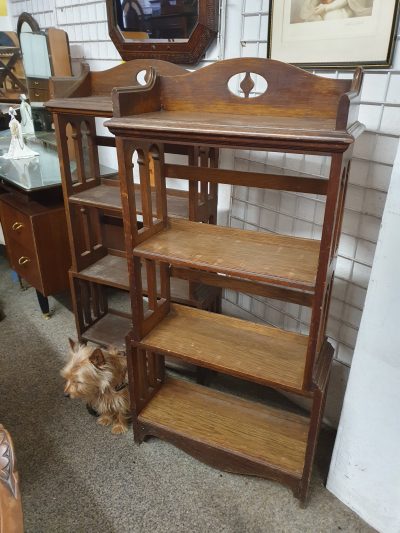 Pair of Antique Arts & Crafts Oak Bookcase Shelves - Image 8