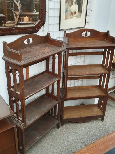 Pair of Antique Arts & Crafts Oak Bookcase Shelves - Image 7