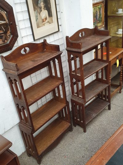 Pair of Antique Arts & Crafts Oak Bookcase Shelves - Image 6