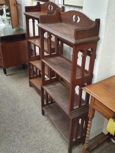 Pair of Antique Arts & Crafts Oak Bookcase Shelves - Image 2