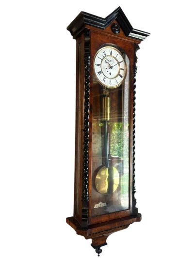 Amazing Rare maple eye Walnut Vienna Regulator Clock – Ca 1880 - Image 9