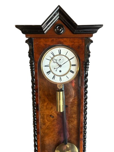 Amazing Rare maple eye Walnut Vienna Regulator Clock – Ca 1880 - Image 8
