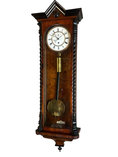 Amazing Rare maple eye Walnut Vienna Regulator Clock – Ca 1880 - Image 6