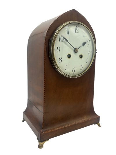 Antique 8 day inlaid case Mantel clock – ca 1905 - Image 8