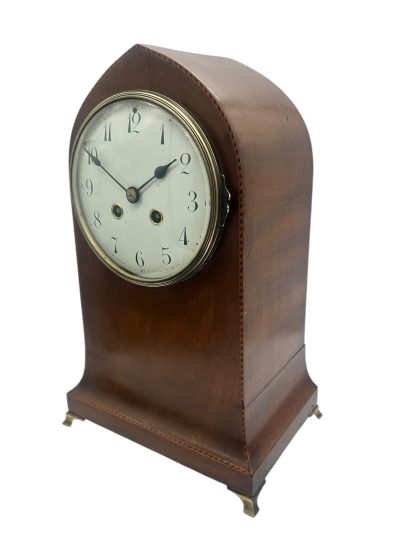 Antique 8 day inlaid case Mantel clock – ca 1905 - Image 6