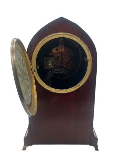 Antique 8 day inlaid case Mantel clock – ca 1905 - Image 5