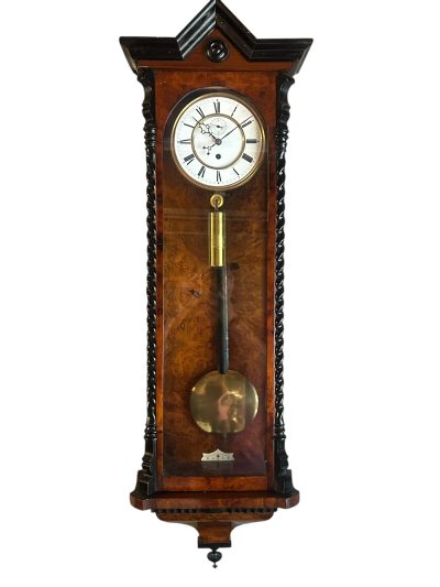 Amazing Rare maple eye Walnut Vienna Regulator Clock – Ca 1880 - Image 4