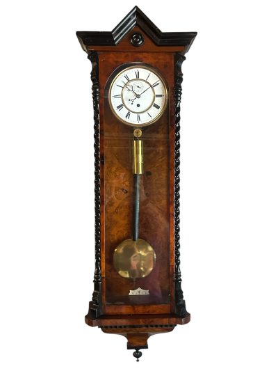 Amazing Rare maple eye Walnut Vienna Regulator Clock – Ca 1880 - Image 3