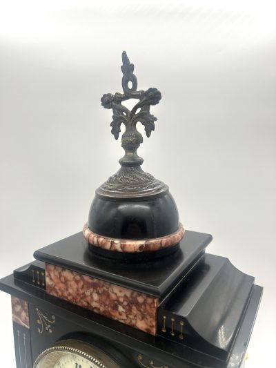 Lovely Slate & red marble Mantel Clock – ca1880 - Image 12