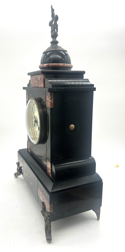 Lovely Slate & red marble Mantel Clock – ca1880 - Image 11