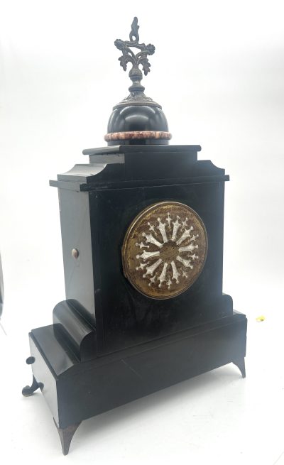 Lovely Slate & red marble Mantel Clock – ca1880 - Image 10