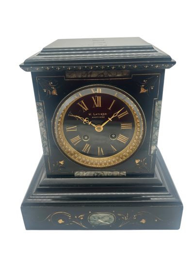 Incredible Antique Slate & Green Marble 8-Day Mantel Clock - C1870 - Image 15