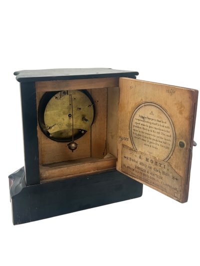 Exquisite Antique Brevet walnut & Ebony 8 day Mantel Clock Circa 1850 - Image 8