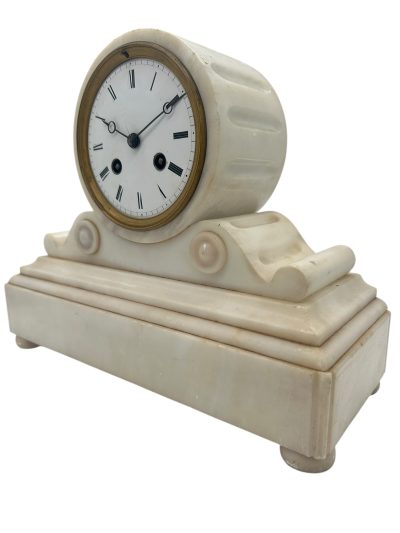 Wonderful French White Alabaster Mantel clock – ca1870 - Image 8