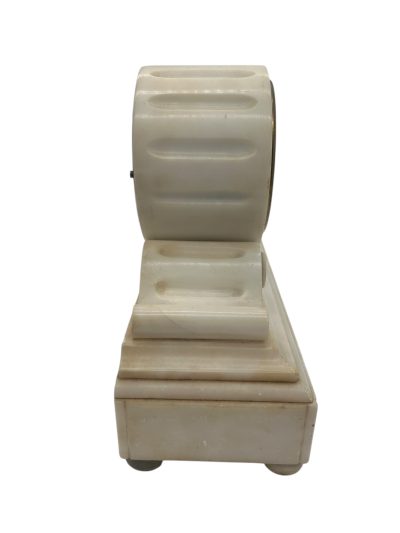 Wonderful French White Alabaster Mantel clock – ca1870 - Image 5