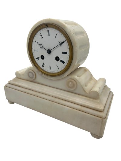 Wonderful French White Alabaster Mantel clock – ca1870 - Image 3
