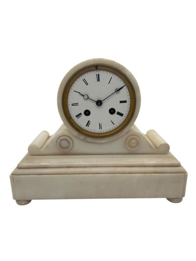 Wonderful French White Alabaster Mantel clock – ca1870 - Image 2