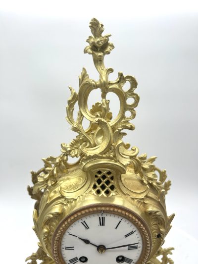Antique French bronze ormolu 8 day mantel clock -ca 1870 - Image 7