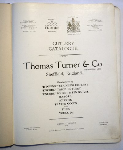 Thomas Turner & Co. Sheffield England Cutlery Catalogue(1925) - Image 2