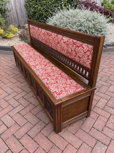Gillows & Co Arts & Crafts Oak Hall Settle - Image 13