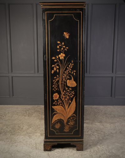 Early 20th Century Black Lacquered Chinoiserie Triple Wardrobe - Image 13