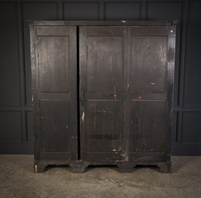 Early 20th Century Black Lacquered Chinoiserie Triple Wardrobe - Image 14