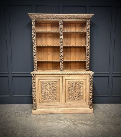 Bleached Carved Oak Open Bookcase - Image 2
