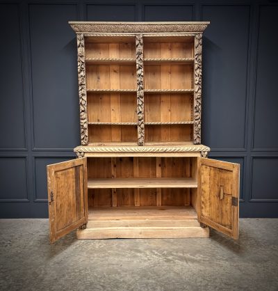 Bleached Carved Oak Open Bookcase - Image 3