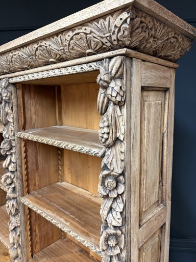 Bleached Carved Oak Open Bookcase - Image 6