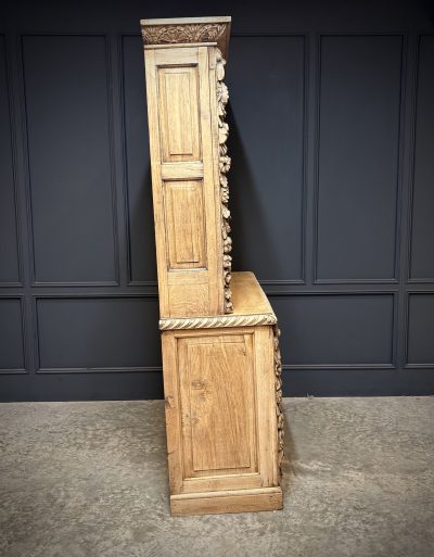 Bleached Carved Oak Open Bookcase - Image 9