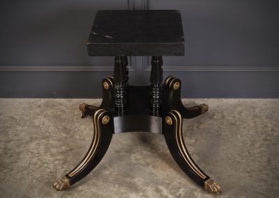 Striking Brass Inlaid Ebonised Round Centre Table - Image 3