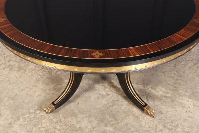 Striking Brass Inlaid Ebonised Round Centre Table - Image 5