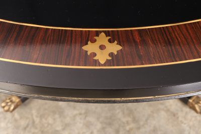 Striking Brass Inlaid Ebonised Round Centre Table - Image 6