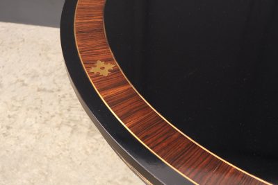 Striking Brass Inlaid Ebonised Round Centre Table - Image 8