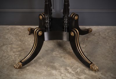 Striking Brass Inlaid Ebonised Round Centre Table - Image 2