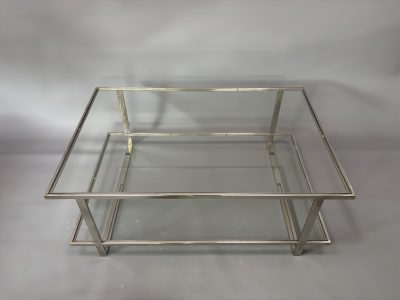 Mid Century Chrome & Glass Coffee Table - Image 5
