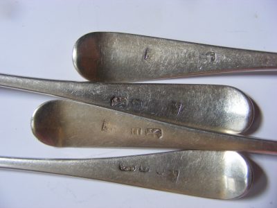 Set of 4 (four) Peter & Ann Bateman Sterling Silver Spoons 1799 London - Image 4