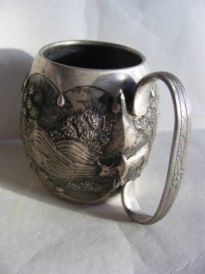 Beautiful Anglo Indian Silver Christening Cup Jungle Design DATED 1914 World War One WW1 - Image 13